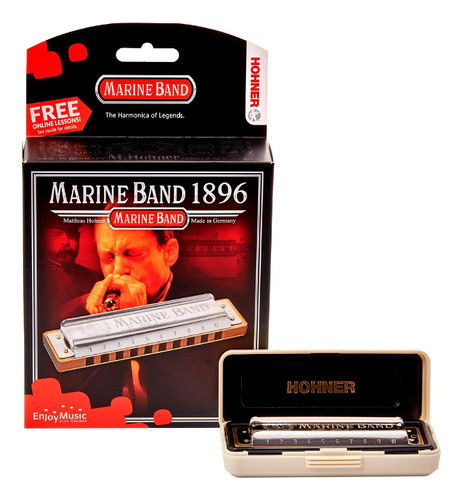 Hohner Armonica 20 Voces Marine Band En Tono Fa Con Estuche 0