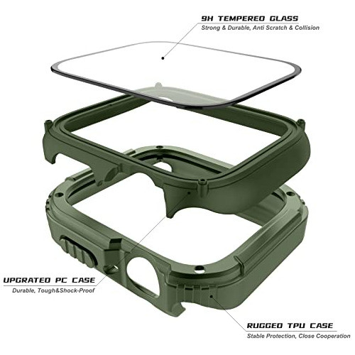 2 Fundas Con Templado Apple Watch 3/2/1 42mm Verde / Negro 1