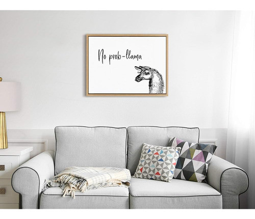 Kate Y Laurel Sylvie No Prob Llama Framed Canvas Wall Art Po 1