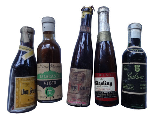 Botellas Colección Miniatura Vino Antiguo Lote X5 0