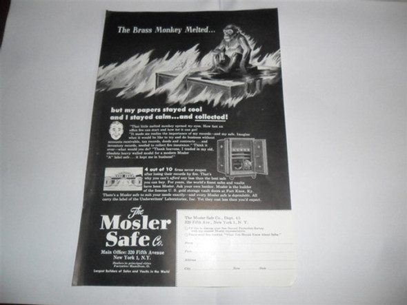 Antigua Publicidad 1949 The Mosler Safe Monkey 0