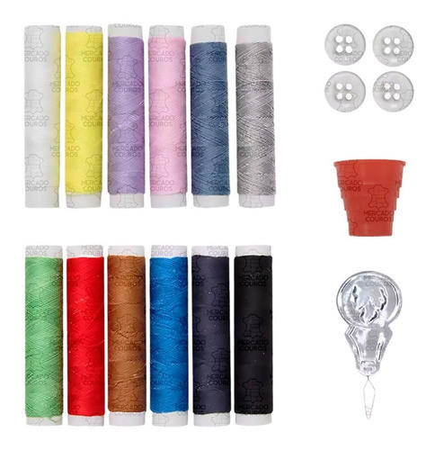 Kit Reparo Costura Tesoura Linha Dedal Agulha Botão 43 Peças 1