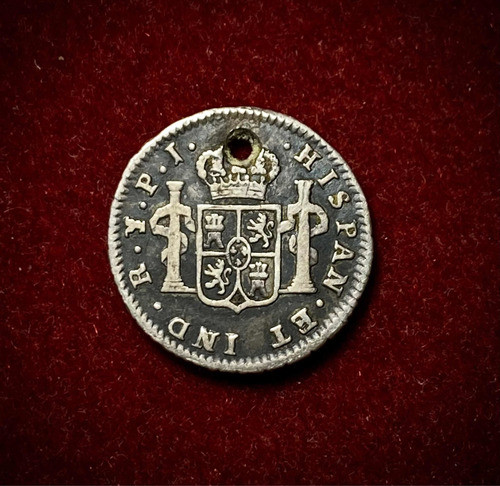 Moneda 1/2 Real Potosí 1821 Plata 0.896 Km 90 Fernando 7 1