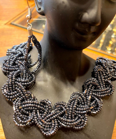 Luli Set Gargantilla Caravanas Cristal Hematite Canutillos 1