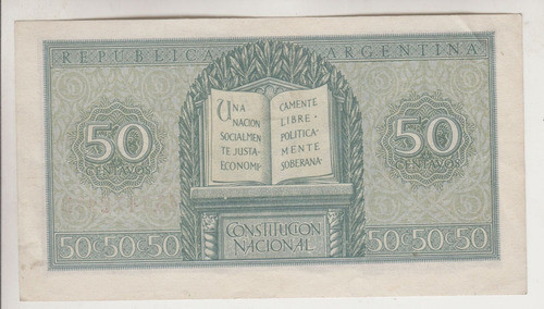 1949 Billete Argentina 50 Centavos 1a Presidencia De Peron 1