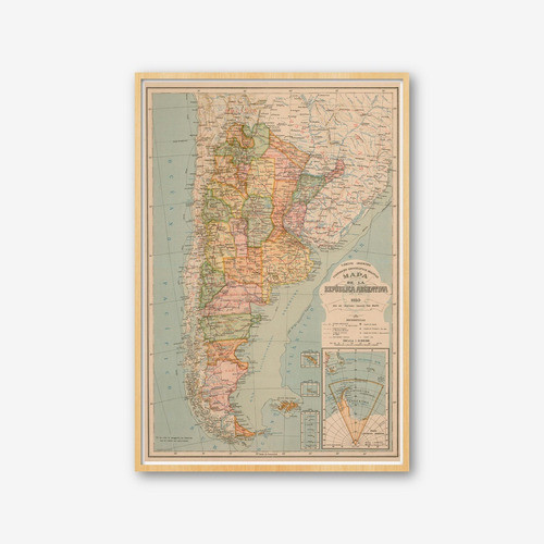 Mapa Político República Argentina Año 1950 90cmx61cm 0