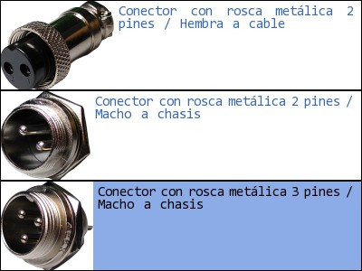 Conector Rosca Metálica 3 Pines Macho Chasis Microfono 1
