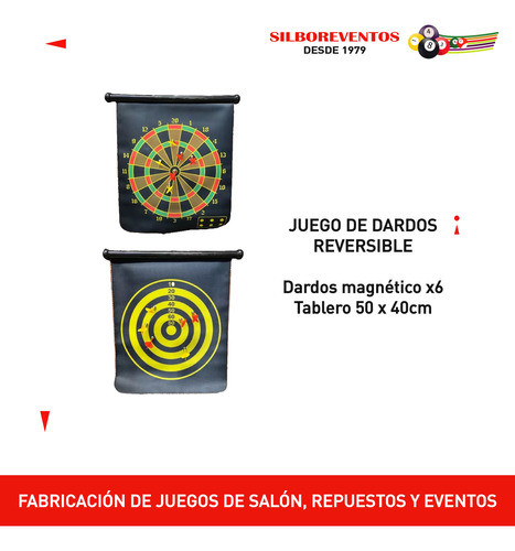 Juego De Dardo Magnético X6 Tablero 50x40cm Reversible. 1