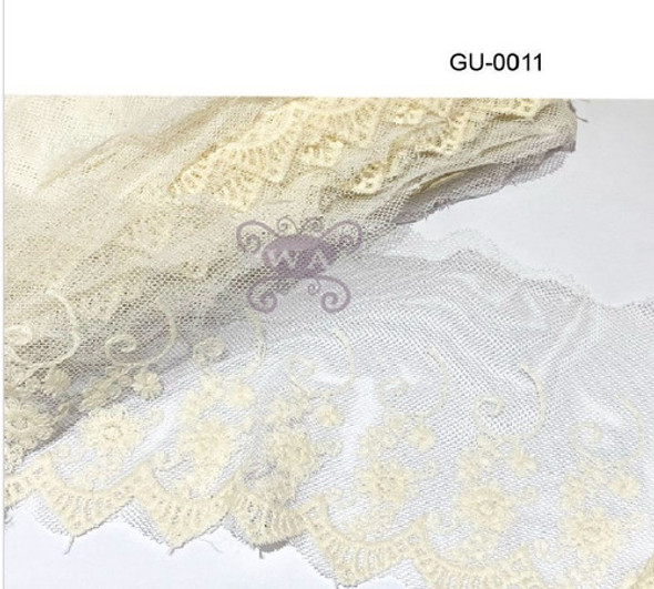 Pasamanería De Tul Bordado En Crudo X 1 Mtrs - 11 Cm Ancho 1