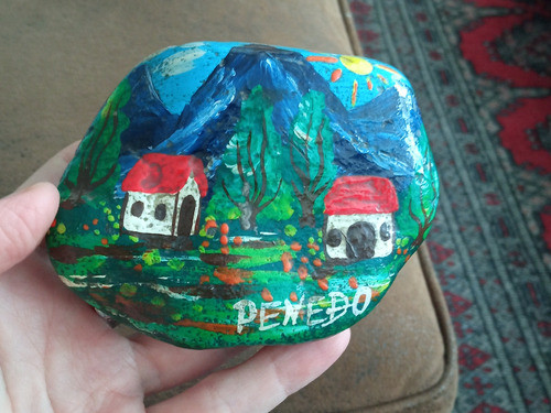 Pedra Pintada A Mão Artesanato Artesanal Penedo Rj Antigo 1