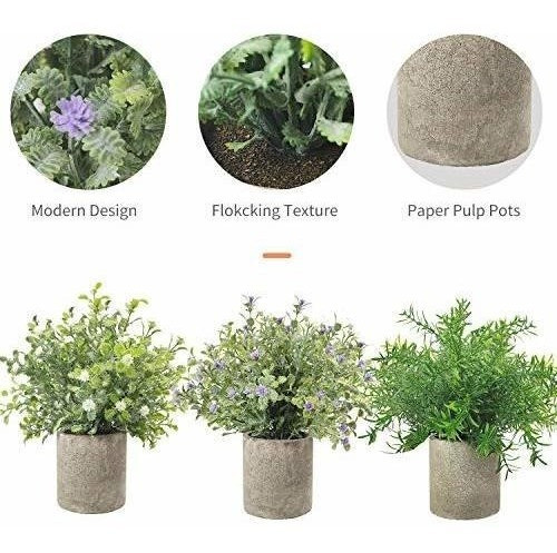 Paquete De 3 Plantas De Plástico Artificiales En Macetas Peq 1