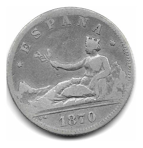 España 2 Pesetas Plata Gob. Prov. 1870 (73) De-m - Km 654 0