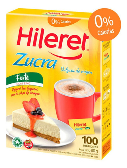 Edulcorante Hileret Zucra Forte 100 Sobres X 8 Unidades 0