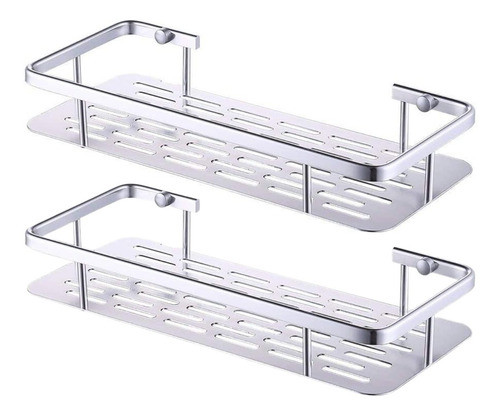 Pack X2 Estante Rectangular Ducha Baño Acero Inox C/ Baranda 0