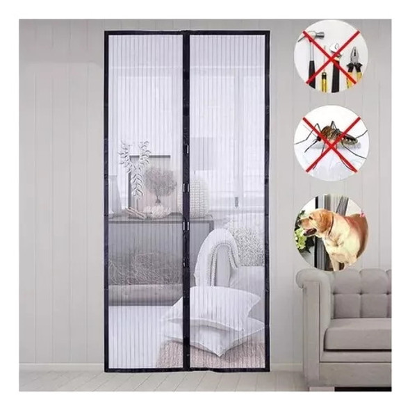 Cortina De Porta Magnética Tela Proteção Mosquito Instalação 1