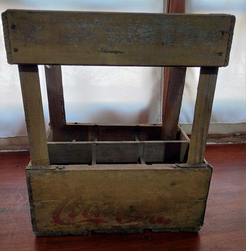 Cajón Antiguo De Coca Cola. Años 70. Para 6 Botellas Gdes. 1