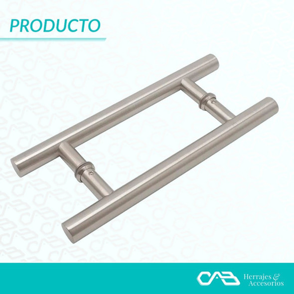 Manijon Barral Doble Acero Inoxidable Puerta 400mm 1