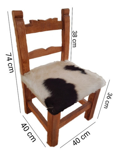Silla Matera Artesanal Madera Chañar Asiento Cuero De Vaca 1