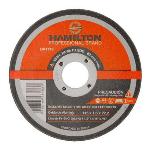Disco Abrasivo De Corte 115mm Circular Hamilton Pack X 50 1