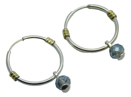 Aros Argollas Cubanas Plata Y Oro 22 Mm Con Dijes 0