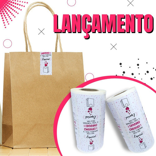 300 Etiquetas Para Fechamento De Sacola De Papel - Cheguei 1