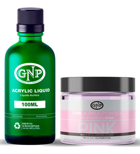 Polvo Acrílico Gnp Pink 60gr. + Líquido Acrílico Gnp 100ml 0