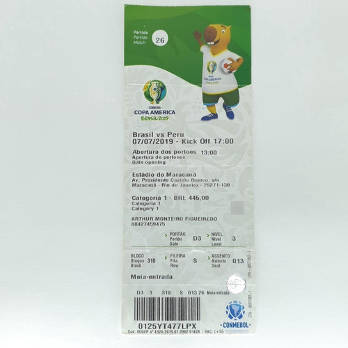 Ingresso Futebol Copa América 2019 Final Brasil 3 X 1 Peru 0