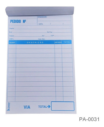 Talão De Pedido Orçamento  Nota 1/32 50 Folhas  C/ 3 Blocos 1