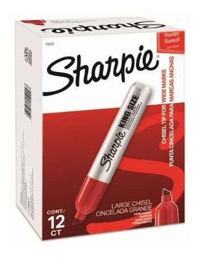 12 Marcadores Profissional Sharpie King Size Vermelho 0