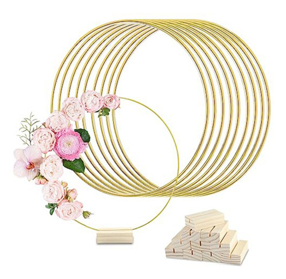 10 Peças De Peça Central De Argola Floral De Metal De 12 Pol 0