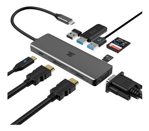 Adaptador Hub Tiergrade Usbc 9 En 1 2x4k Hdmi Display 3xusb 0