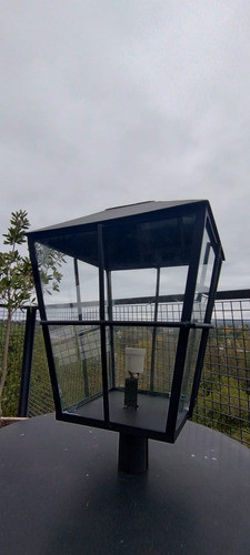 Farol Hierro Macizo Y Vidrio Con Portalampara 1