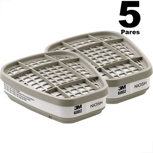 Kit Com 5 Par Filtro Cartucho Químico 3m 6002 Gases Ácidos 1