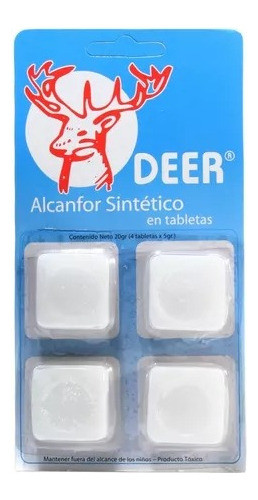 Alcanfor Sintetico Blister X 4 Tabletas Marca Deer 0