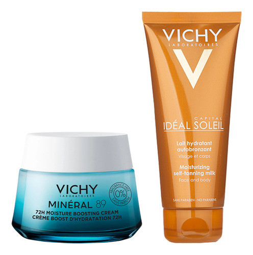 Kit Vichy: Autobronceante + Crema Sin Fragancia Mineral 89 0