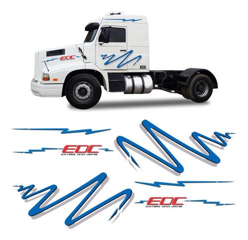 Kit Faixa Lateral Caminhão Volvo Edc 1996 -azul- Genérico 0