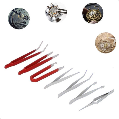 Kit 7 Pinças Profissional Eletronica Relogio Bijuteria 0