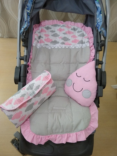 Capa Para Carrinho + Trocador Portátil Bolsa+ Almofada Gota 0