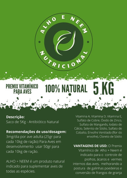 Premix Aves Frangos E Galinhas Caipiras Natural 5kg 1