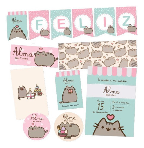 Kit Imprimible Personalizado Gato Candy Deco Cumple 0