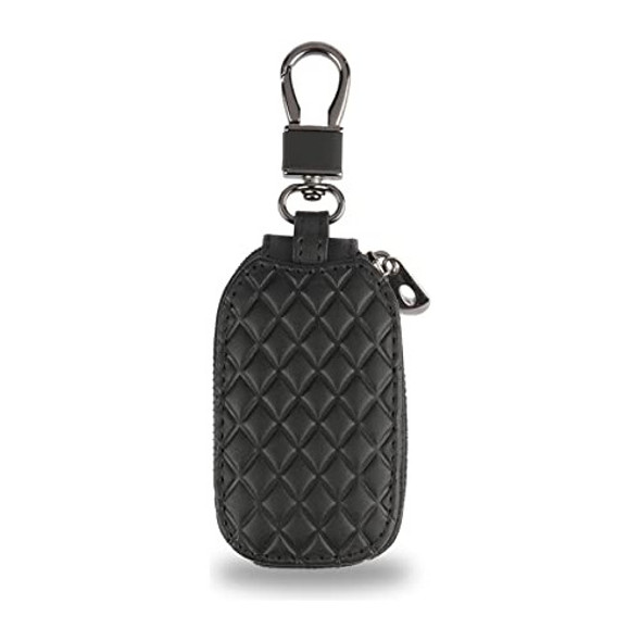 Funda Llavero Llave Auto Cuero Negro Con Cierre Y Mosqueton 0