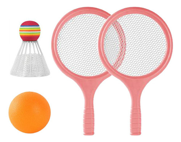 Conjunto De Tênis De Badminton Infantil, Raquete De Rosa 0