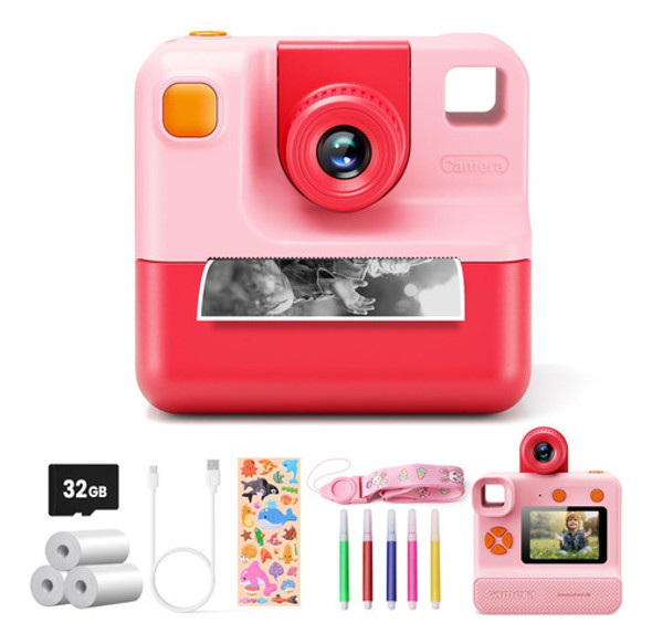 Cámara Digital Para Niños Con Impresión Instantánea Rosa 0