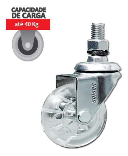 Roda Rodízio Parafuso 3/8'' Silicone 50mm Anti Risco Colson 0