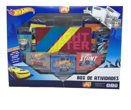 Box De Atividades Hot Wheels Jogos Giz De Cera Adesivo Copag 0