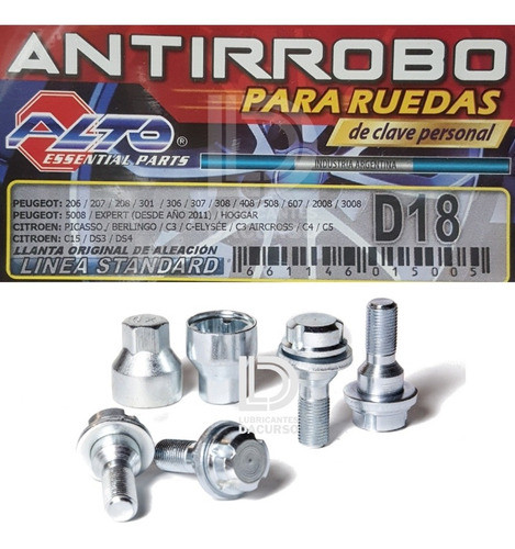Tuercas Bulones Antirrobo Citroen Ds3 Ds4 Llanta Aleacion 0