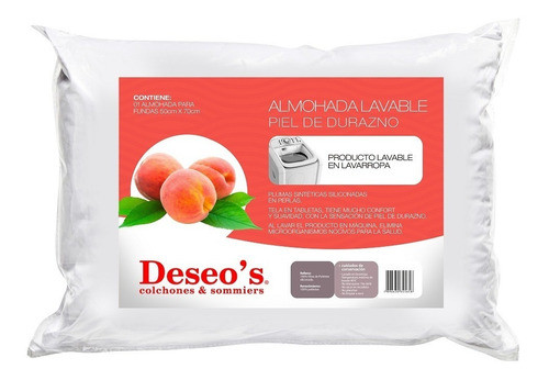 Almohada Lavable Piel De Durazno Con Plumas Sintéticas 0