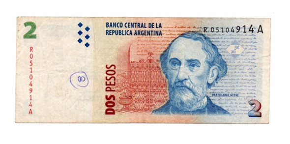 Billete 2 Pesos Conv Segundo Dis Reposición Bottero 3246 0