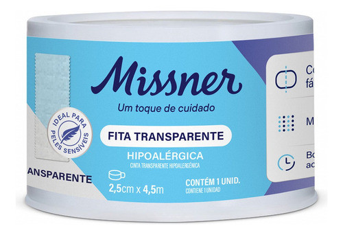 Kit C/ 6 Fita Micropore 2,5cm X 4,5 M Transparente Missner 1