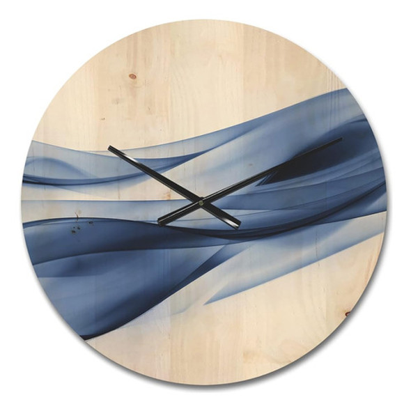 Designq 'brillante Fractal Azul Claro' Reloj De Pared De Mad 0